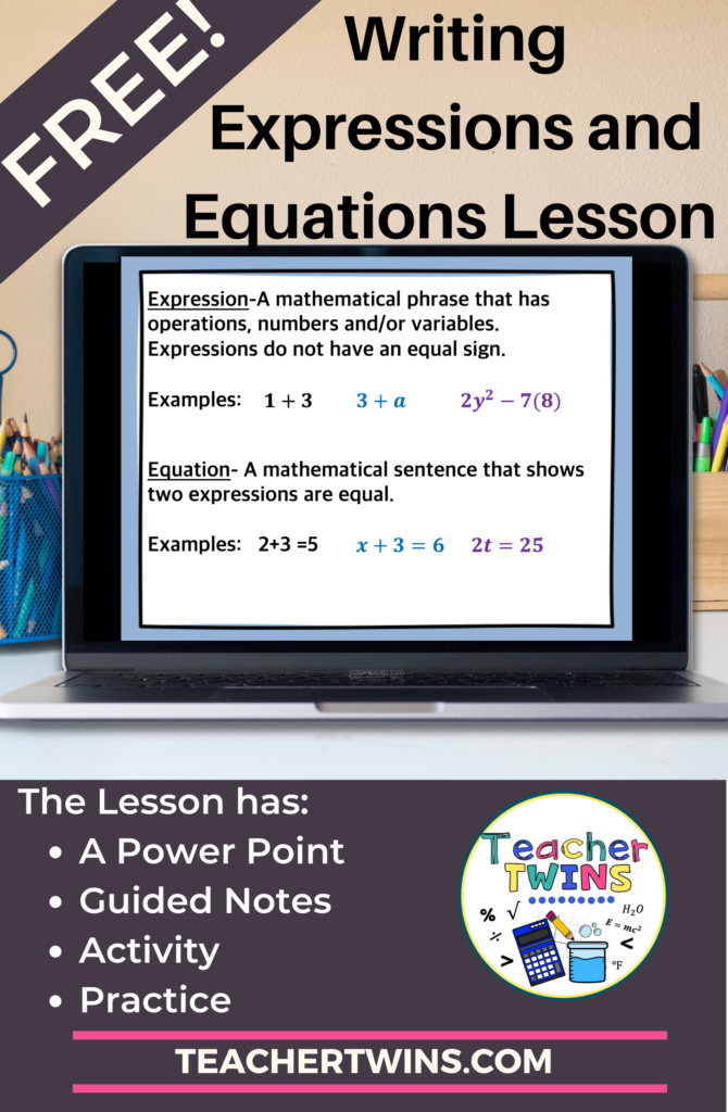 Free Writing Expressions and Equation Lesson