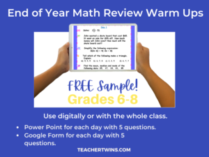End-of -Year-Math Review Warm-Ups- Free Sample