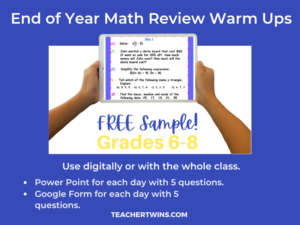 End-of -Year-Math Review Warm-Ups- Free Sample 