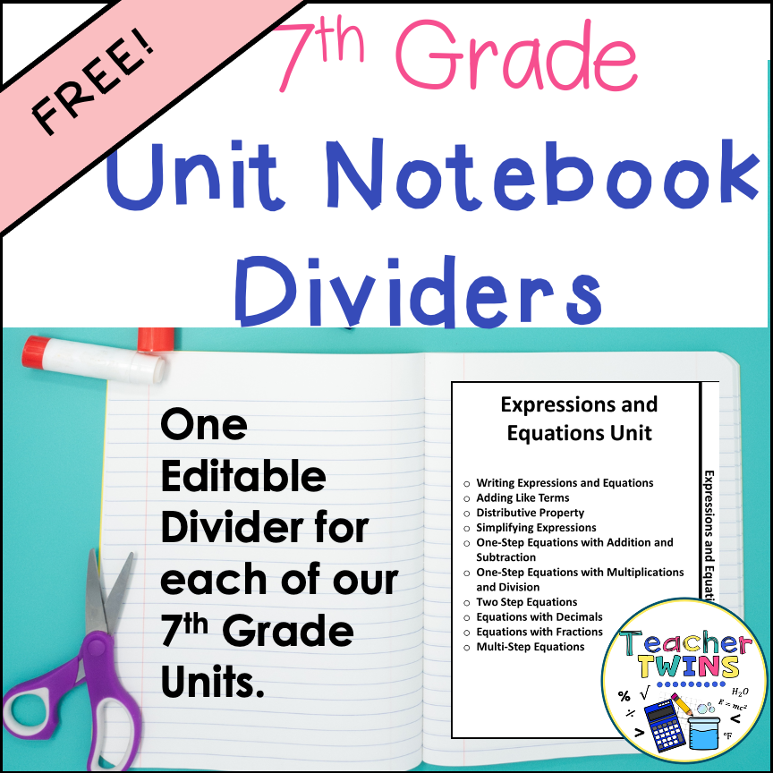 7th Grade Math Notebook Dividers