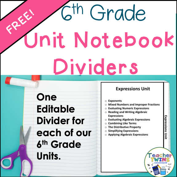 6th Grade Math Notebook Dividers