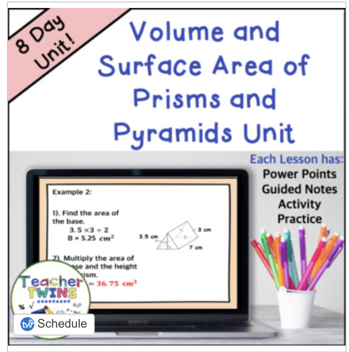 Volume and Surface Area of Prisms and Pyramids Unit