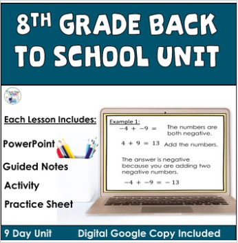 Middle School Math Back-to-School Activities