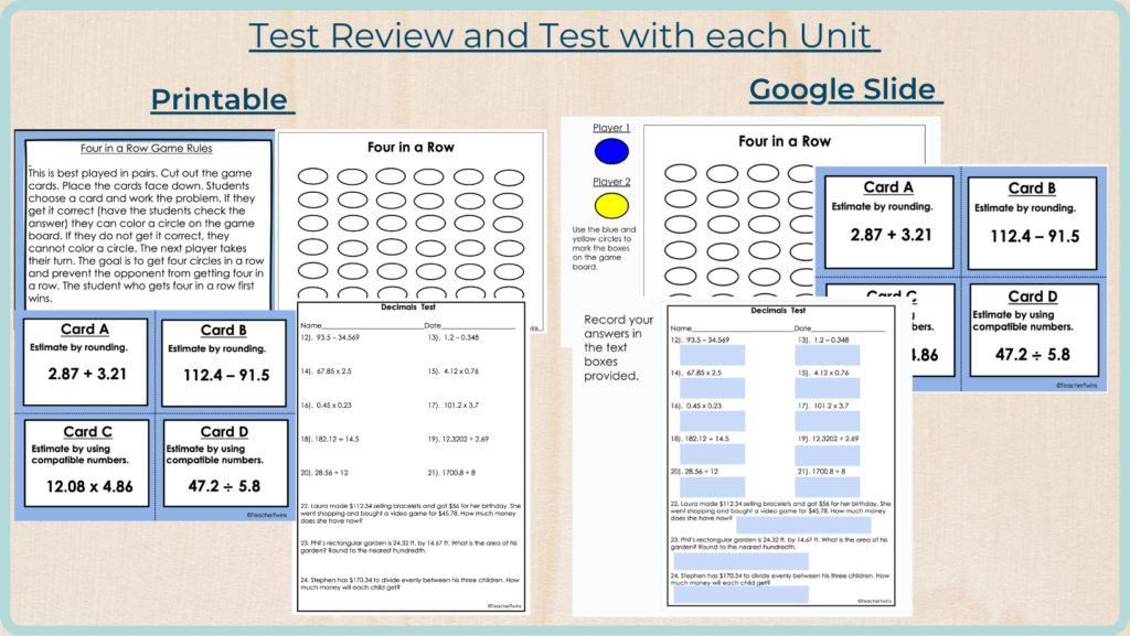 6th Grade Math Lesson with Test