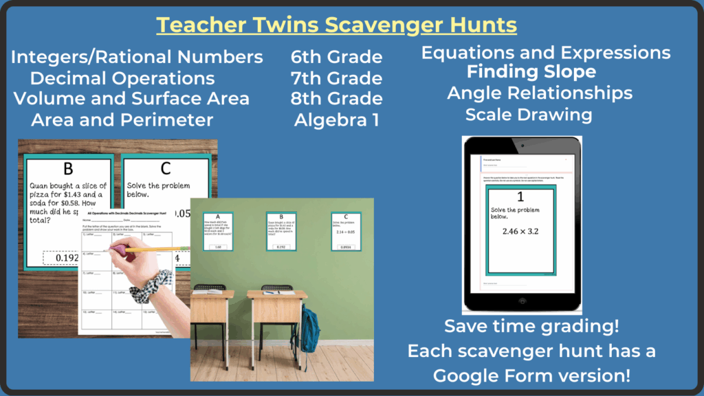 Teacher Twins Math Scavenger Hunts