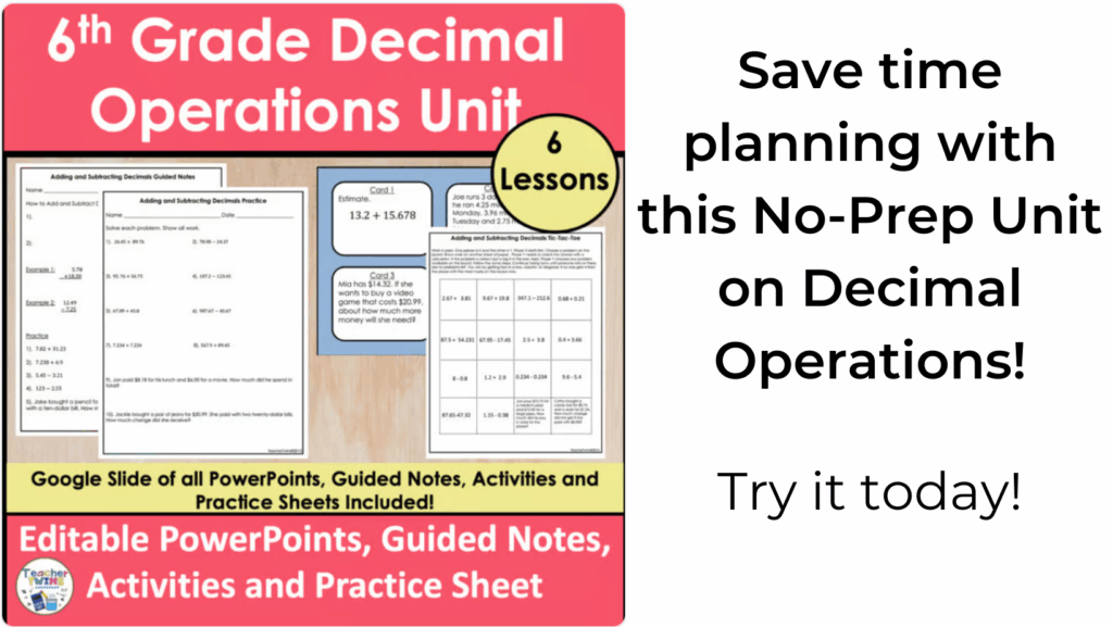 Decimal Operations Activities in Middle School