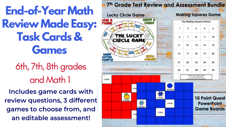 End of Year Math Game for Middle School
