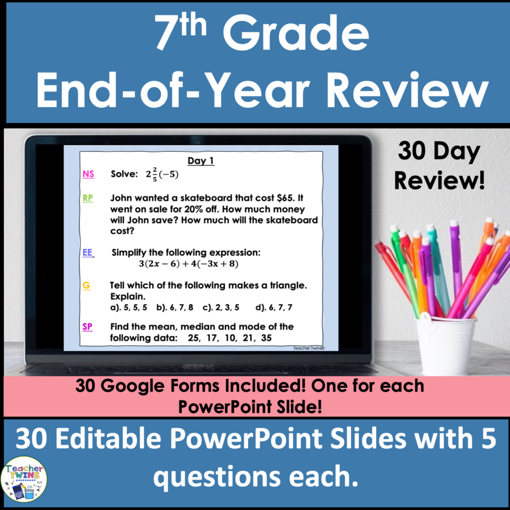 7th Grade EOY Math Review Warm Ups